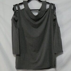 Unbranded | XL | Grey Cut-Out / Cold Shoulder Top | Slit Bottom Sides